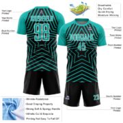 Custom Black Aqua-White Stars Sublimation Soccer Uniform Jersey - Image 5