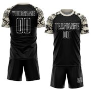 Custom Black Cream-White Snake Skin Sublimation Soccer Uniform Jersey - Image 2