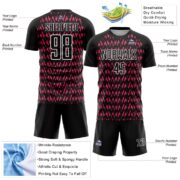 Custom Black Hot Pink-White Abstract Geometric Pattern Sublimation Soccer Uniform Jersey - Image 5