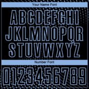 Custom Black Light Blue Geometric Lines Sublimation Soccer Uniform - Image 3