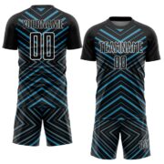 Custom Black Panther Blue-White Stripes Sublimation Soccer Uniform Jersey - Image 2