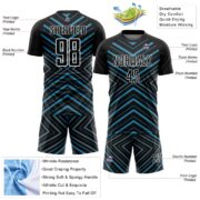 Custom Black Panther Blue-White Stripes Sublimation Soccer Uniform Jersey - Image 5