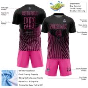 Custom Black Pink Geometric Lines Sublimation Soccer Uniform Jersey - Image 5