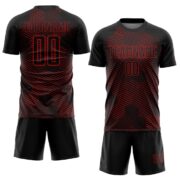Custom Black Red Abstract Hexagon Sublimation Soccer Uniform Jersey - Image 2