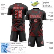 Custom Black Red-White Curve Lines Sublimation Soccer Uniform Jersey - Image 5