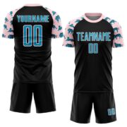 Custom Black US Navy Blue-Light Pink Tiger Sublimation Soccer Uniform Jersey - Image 2