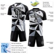 Custom Black White Geometric Pattern Sublimation Soccer Uniform Jersey - Image 5