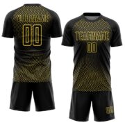 Custom Black Yellow Geometric Lines Sublimation Soccer Uniform Jersey - Image 2