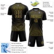 Custom Black Yellow Geometric Lines Sublimation Soccer Uniform Jersey - Image 5
