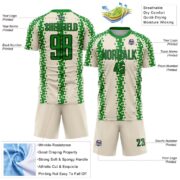 Custom Cream Grass Green-Black Abstract Geometric Pattern Sublimation Soccer Uniform Jersey - Image 5