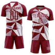Custom Crimson White Geometric Pattern Sublimation Soccer Uniform Jersey - Image 2