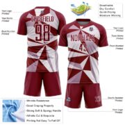 Custom Crimson White Geometric Pattern Sublimation Soccer Uniform Jersey - Image 5