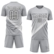 Custom Gray White-Black Stripes Sublimation Soccer Uniform Jersey - Image 2