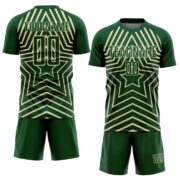 Custom Green Cream Stars Sublimation Soccer Uniform Jersey - Image 2