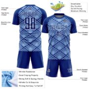 Custom Light Blue Royal-White Geometric Pattern Sublimation Soccer Uniform Jersey - Image 5