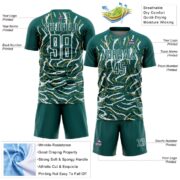 Custom Midnight Green White Curved And Wavy Lines Sublimation Soccer Uniform Jersey - Image 5