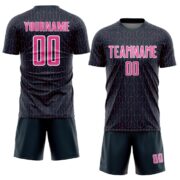 Custom Navy Pink-White Geometric Pattern Sublimation Soccer Uniform Jersey - Image 2