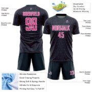 Custom Navy Pink-White Geometric Pattern Sublimation Soccer Uniform Jersey - Image 5