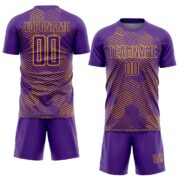 Custom Purple Gold Abstract Hexagon Sublimation Soccer Uniform Jersey - Image 2