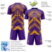 Custom Purple Gold Abstract Triangle Sublimation Soccer Uniform Jersey - Image 5