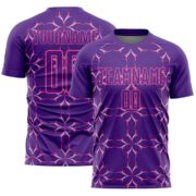 Custom Purple Pink Damask Pattern Sublimation Soccer Uniform Jersey