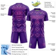 Custom Purple Pink Damask Pattern Sublimation Soccer Uniform Jersey - Image 5