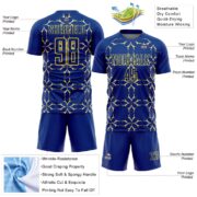 Custom Royal Yellow Damask Pattern Sublimation Soccer Uniform Jersey - Image 5