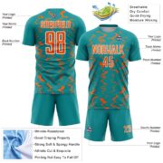 Custom Teal Orange-White Abstract Lines Sublimation Soccer Uniform Jersey - Image 5